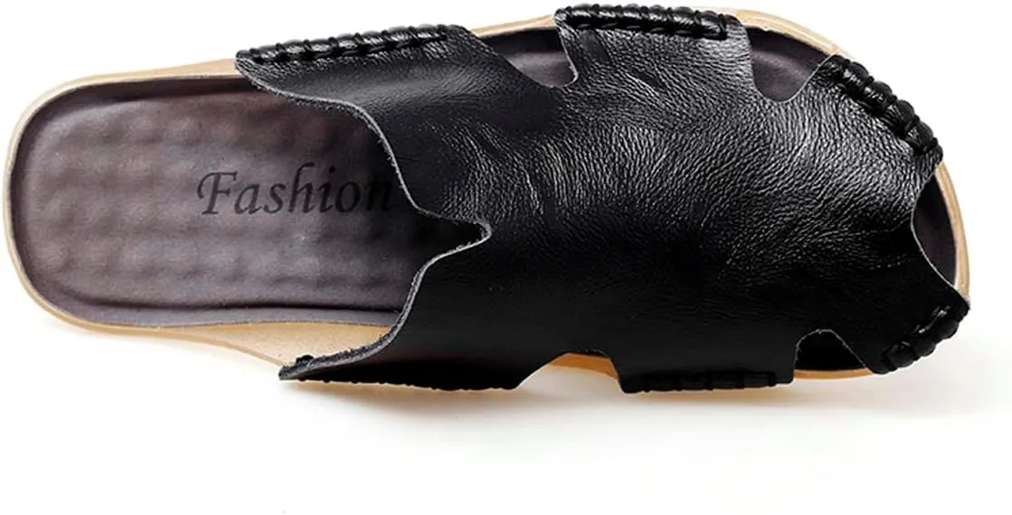 HYDLONGR Men's Women's Lightweight Breathable Cowhide Garden Sandals Beach Slippers Clogs Mules Shoes