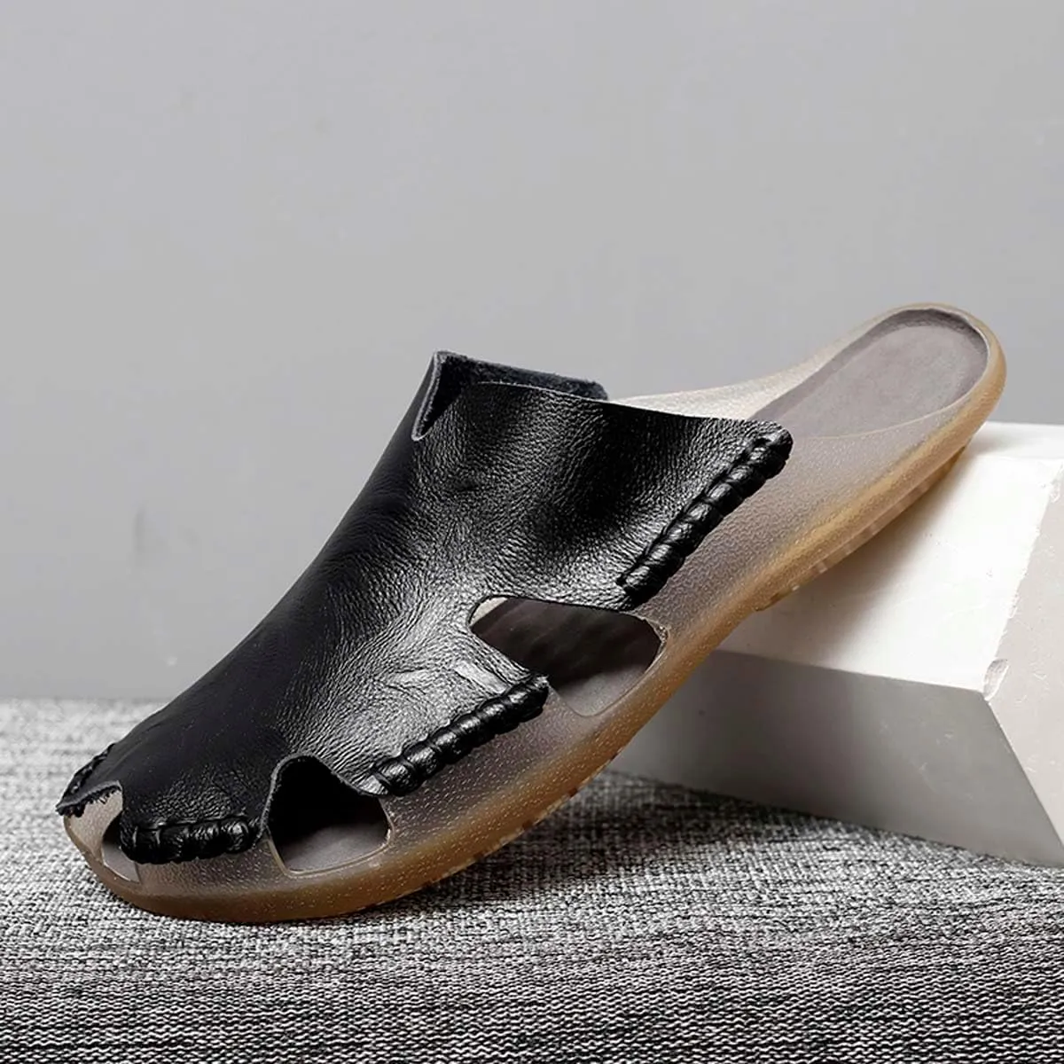 HYDLONGR Men's Women's Lightweight Breathable Cowhide Garden Sandals Beach Slippers Clogs Mules Shoes
