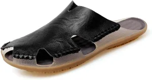 HYDLONGR Men's Women's Lightweight Breathable Cowhide Garden Sandals Beach Slippers Clogs Mules Shoes