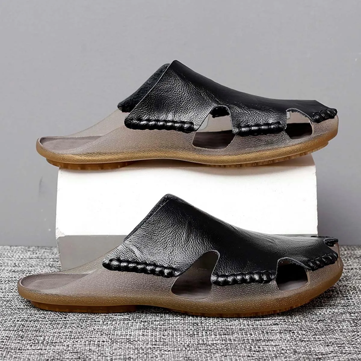 HYDLONGR Men's Women's Lightweight Breathable Cowhide Garden Sandals Beach Slippers Clogs Mules Shoes