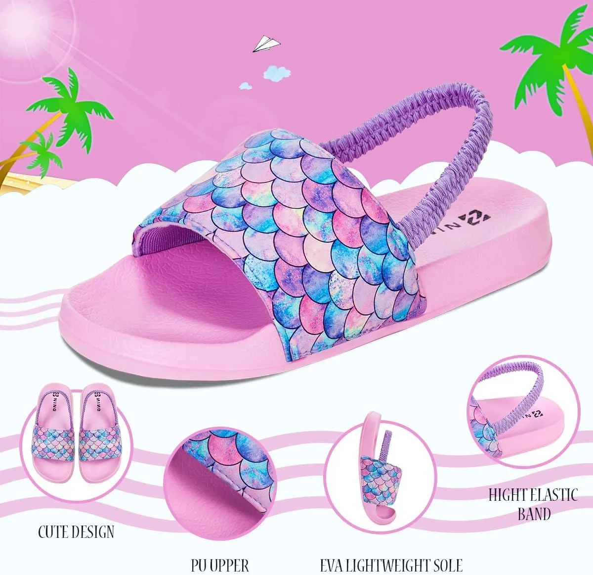 IceUnicorn Kids Girls Slide Sandals Toddler Slippers Boys Non-slip Summer Casual Beach Water Shoes for Indoor & Outdoor