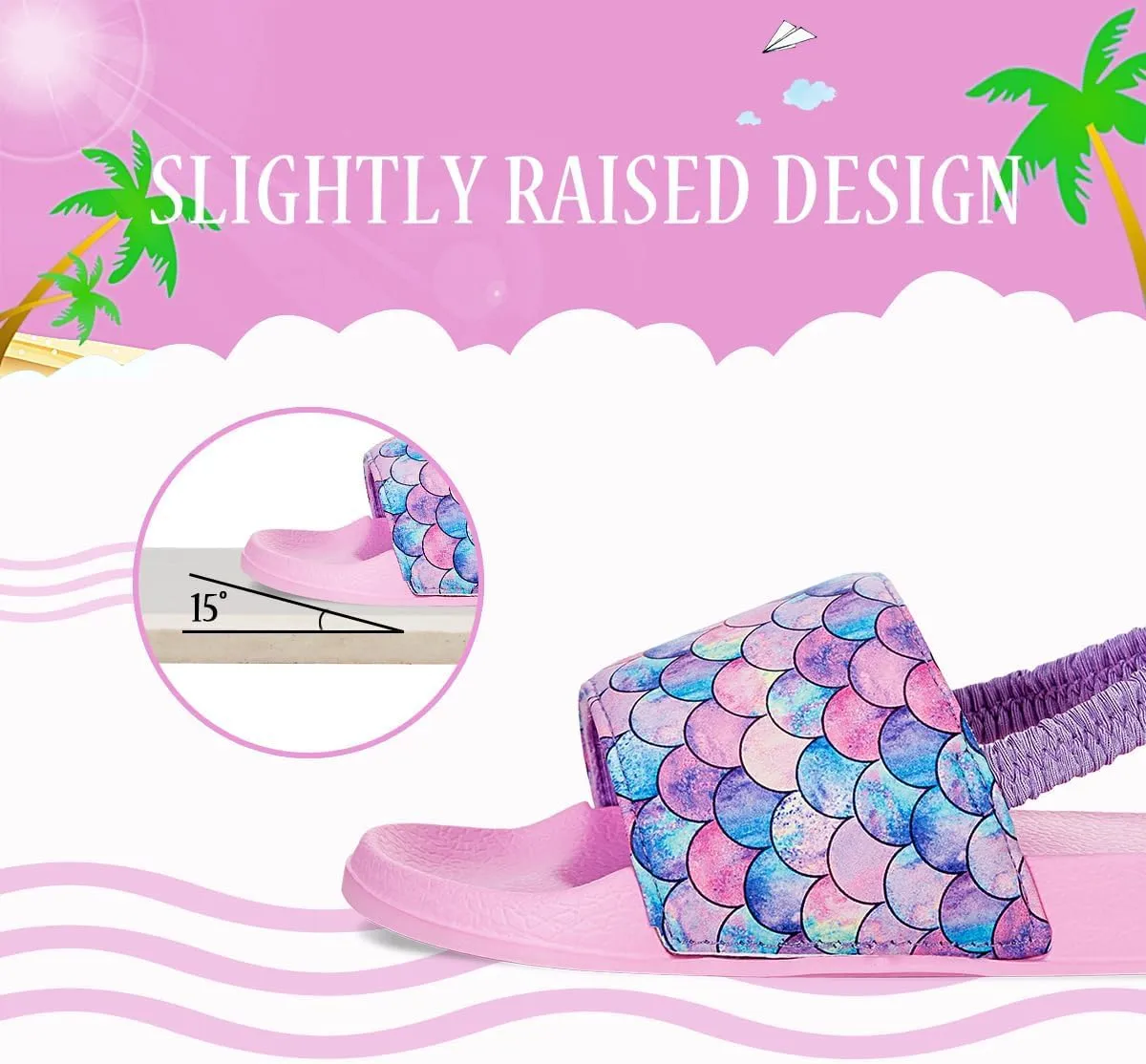 IceUnicorn Kids Girls Slide Sandals Toddler Slippers Boys Non-slip Summer Casual Beach Water Shoes for Indoor & Outdoor