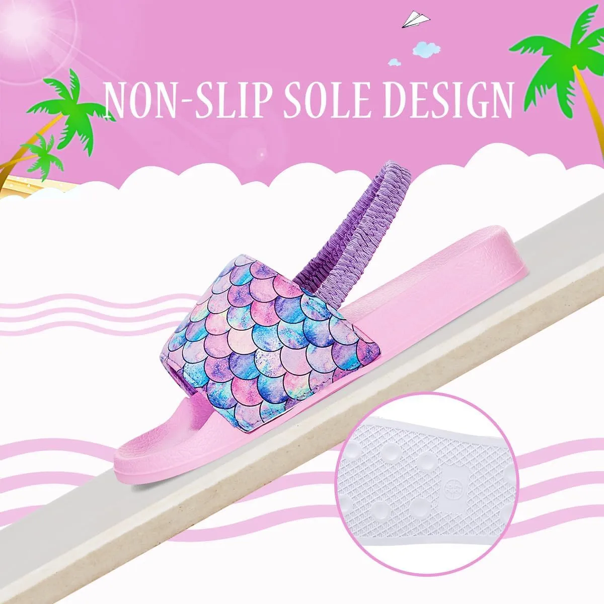 IceUnicorn Kids Girls Slide Sandals Toddler Slippers Boys Non-slip Summer Casual Beach Water Shoes for Indoor & Outdoor
