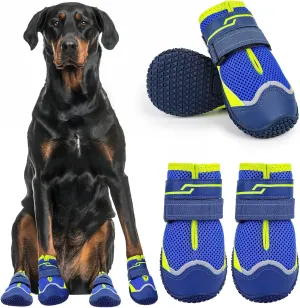 Illumifun Small Dog Shoes - 4-Pack Breathable Anti-Slip Boots with Reflective Design, Soft Skid Sole for Summer Pavement & Winter Snow, Paw Protectors on Hard Floors (#1)