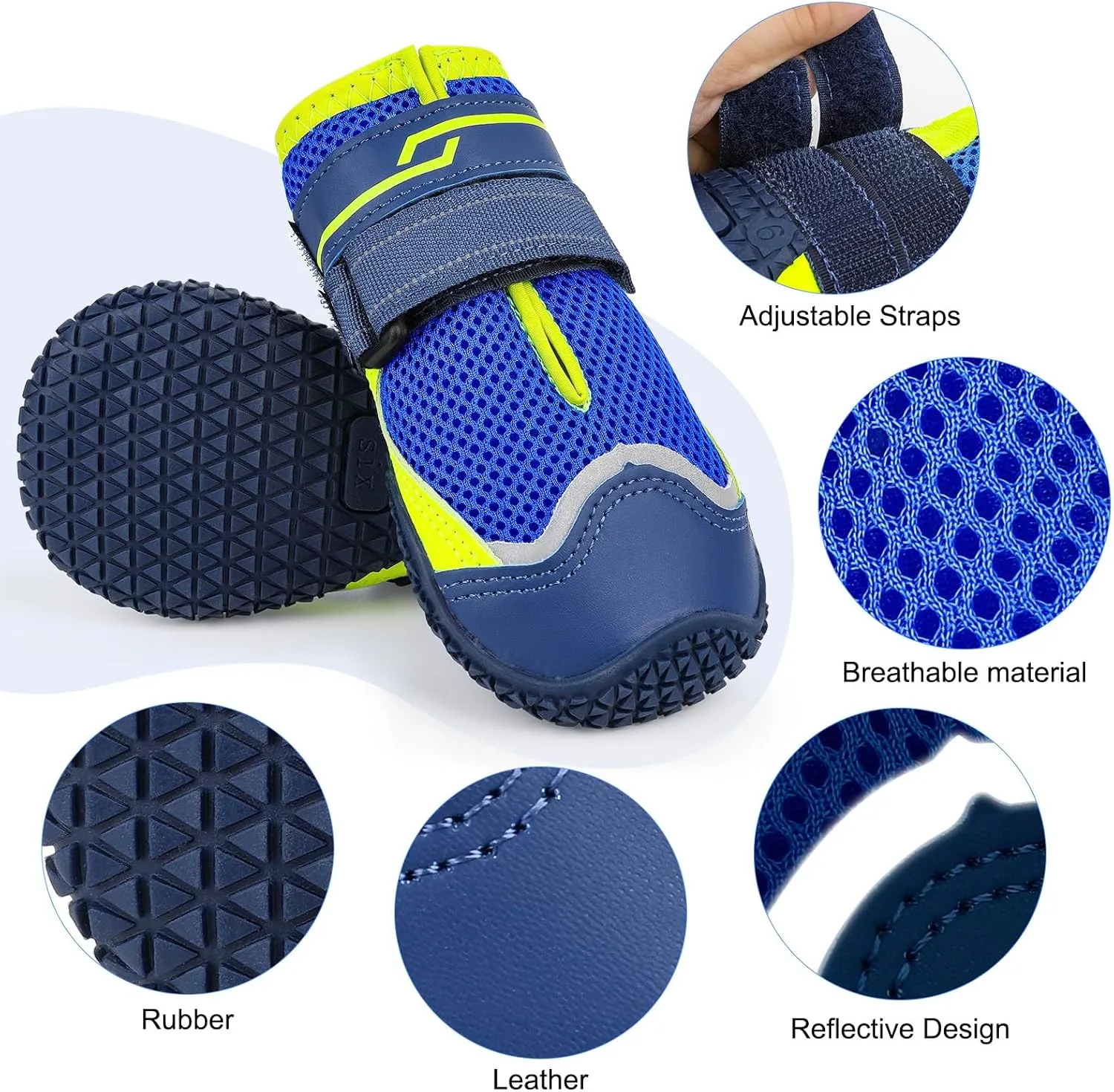 Illumifun Small Dog Shoes - 4-Pack Breathable Anti-Slip Boots with Reflective Design, Soft Skid Sole for Summer Pavement & Winter Snow, Paw Protectors on Hard Floors (#1)