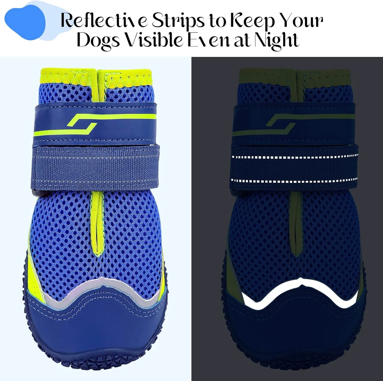 Illumifun Small Dog Shoes - 4-Pack Breathable Anti-Slip Boots with Reflective Design, Soft Skid Sole for Summer Pavement & Winter Snow, Paw Protectors on Hard Floors (#1)