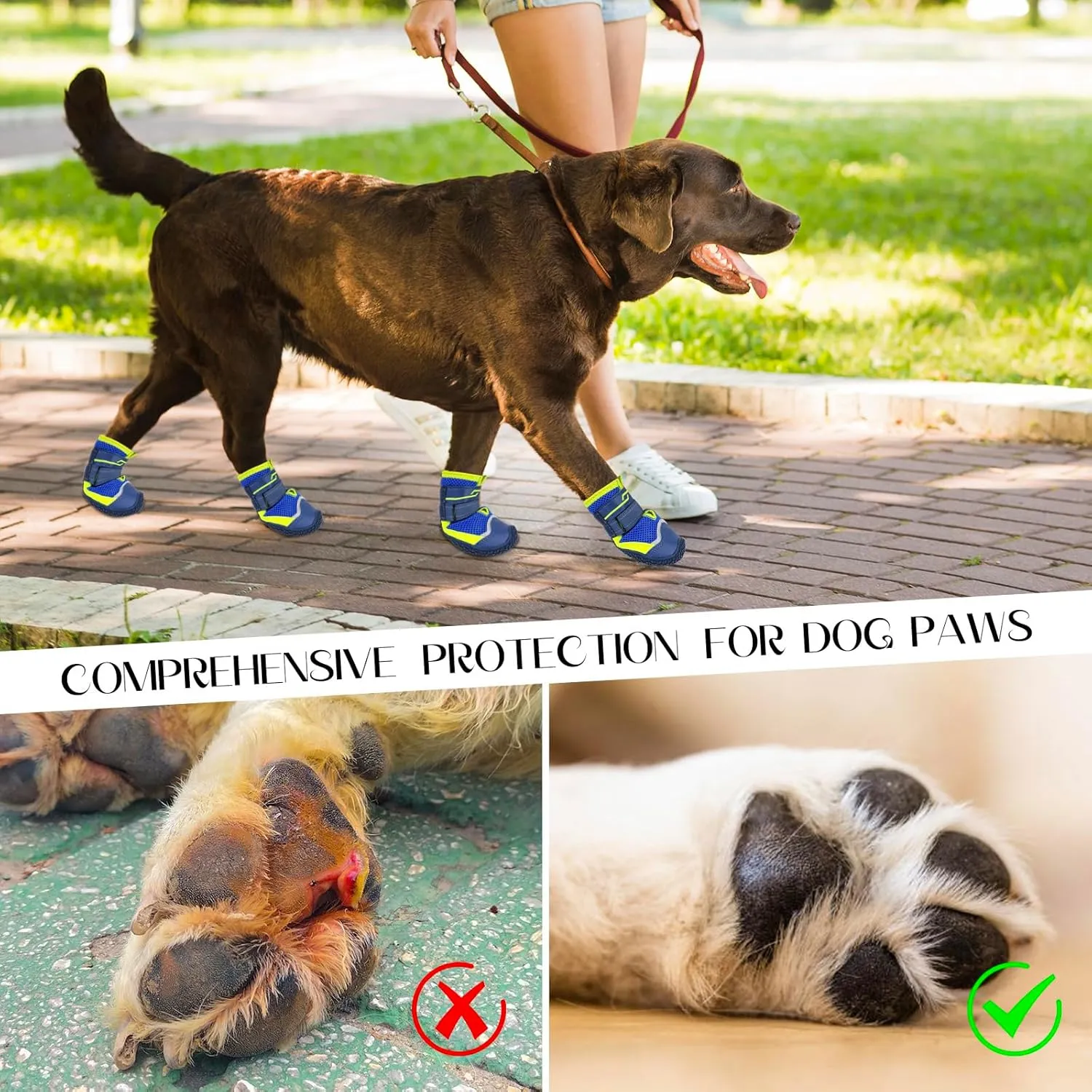 Illumifun Small Dog Shoes - 4-Pack Breathable Anti-Slip Boots with Reflective Design, Soft Skid Sole for Summer Pavement & Winter Snow, Paw Protectors on Hard Floors (#1)