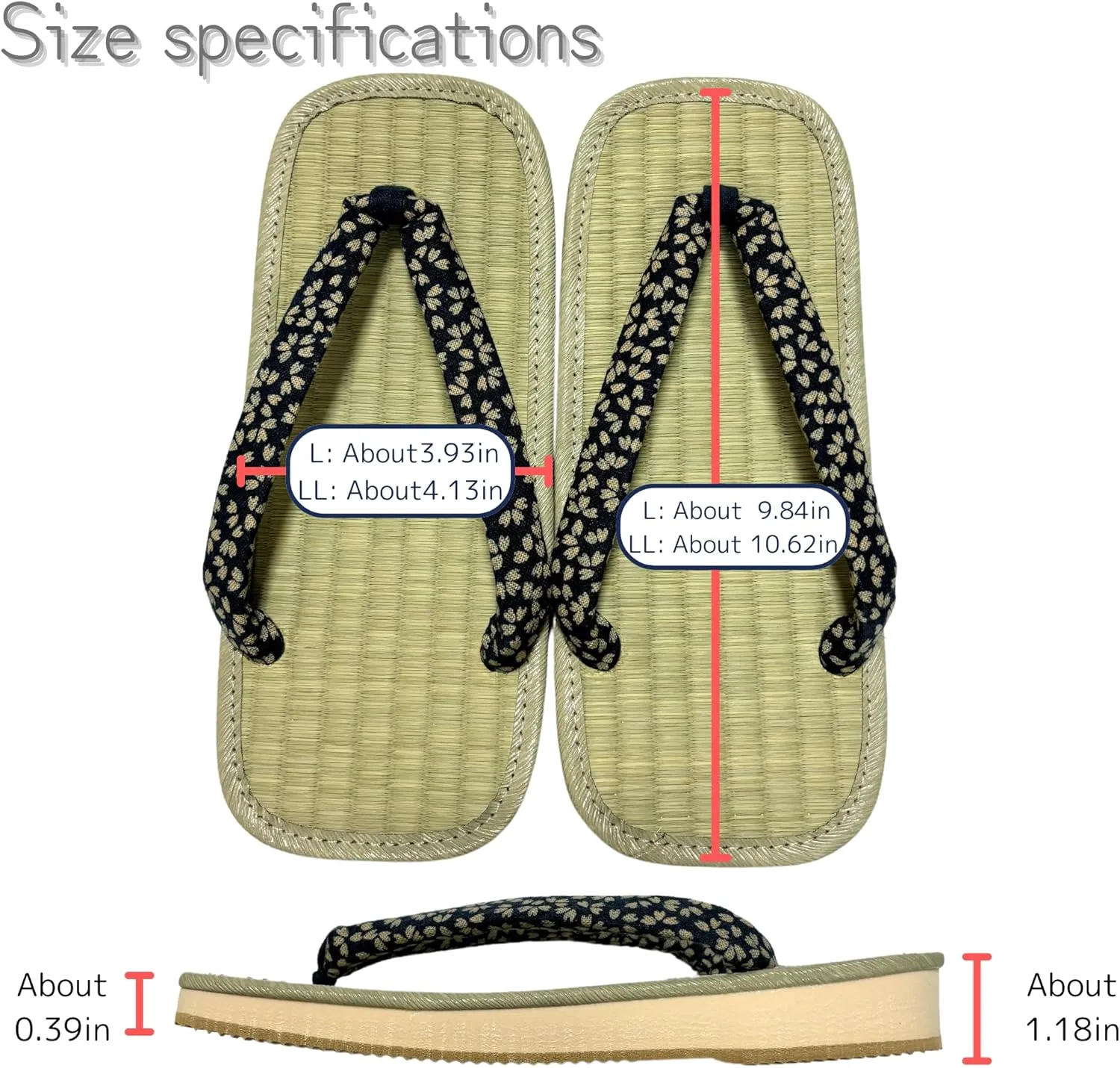 Japanese Sandal Rush Sponge sole Sandal thong Up to oversize men's