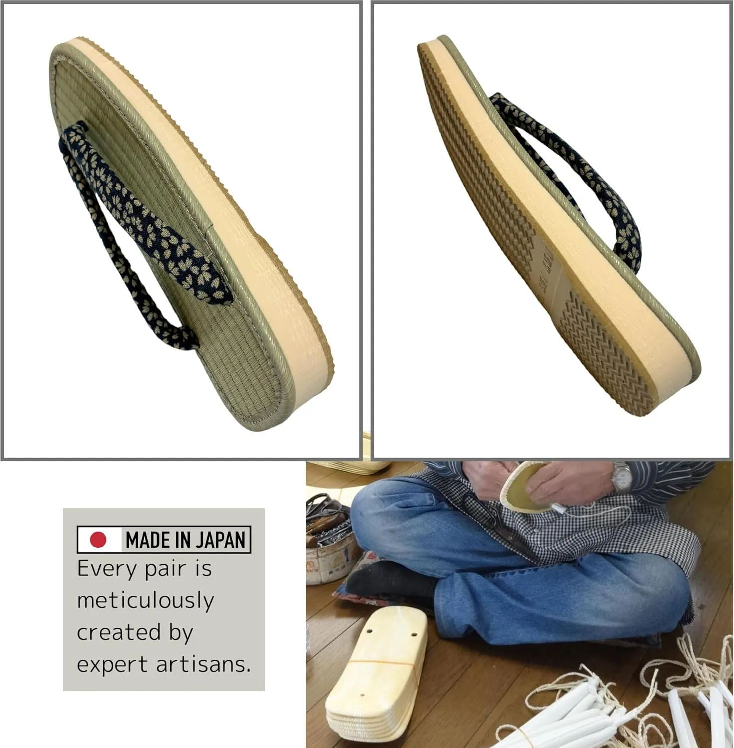 Japanese Sandal Rush Sponge sole Sandal thong Up to oversize men's