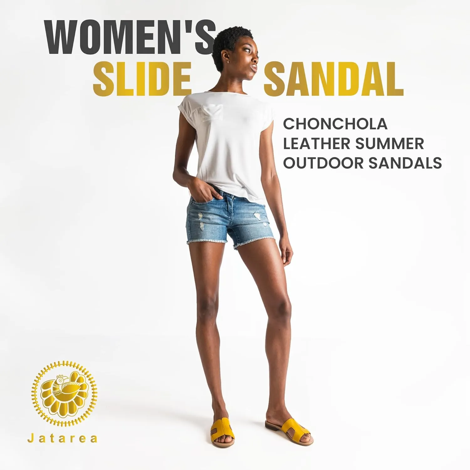 JATAREA Women Slip-On Flat Sandals | Softy Leather, Open-Toe Summer Outdoor Sandals - Chonchola