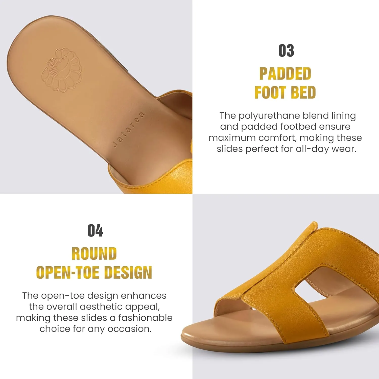 JATAREA Women Slip-On Flat Sandals | Softy Leather, Open-Toe Summer Outdoor Sandals - Chonchola