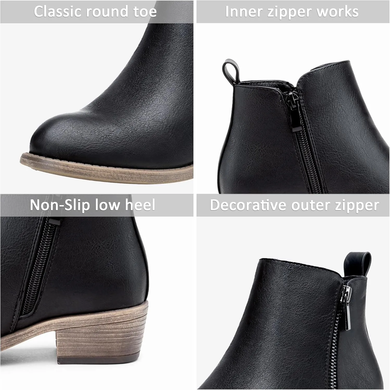 Jeossy Women's Ankle Boots, Classic Low Heeled Short Booties, Casual Comfortable Boots