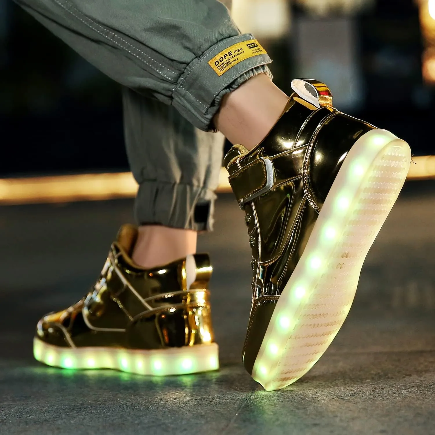 JEVRITE Unisex LED Light Up High Top Sneakers - USB Charging for Women & Men - Couples Shoes