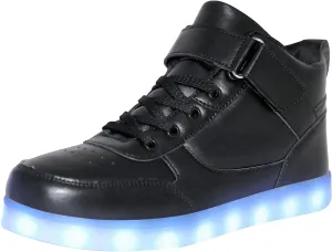 JEVRITE Unisex LED Light Up High Top Sneakers - USB Charging for Women & Men - Couples Shoes