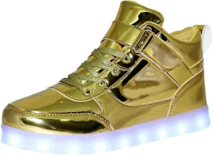 JEVRITE Unisex LED Light Up High Top Sneakers - USB Charging for Women & Men - Couples Shoes