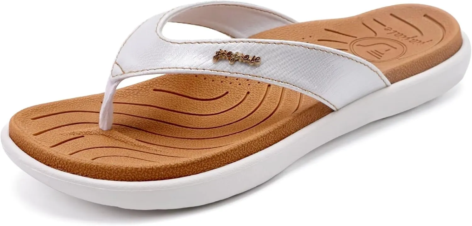 jiajiale Womens Fashion Orthotic Flip Flops Ladies Slip On Lightweight Comfortable Thick Cushion Yoga Mat Thong Sandals With Plantar Fasciitis Arch Support