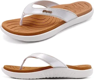 jiajiale Womens Fashion Orthotic Flip Flops Ladies Slip On Lightweight Comfortable Thick Cushion Yoga Mat Thong Sandals With Plantar Fasciitis Arch Support