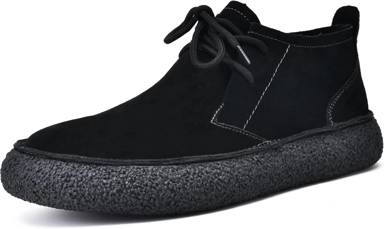 JIONS Mens Ankle Desert Chukka Boots Lace Up Suede Leather Shoes Round Toe Platform Deck Boots