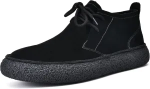 JIONS Mens Ankle Desert Chukka Boots Lace Up Suede Leather Shoes Round Toe Platform Deck Boots