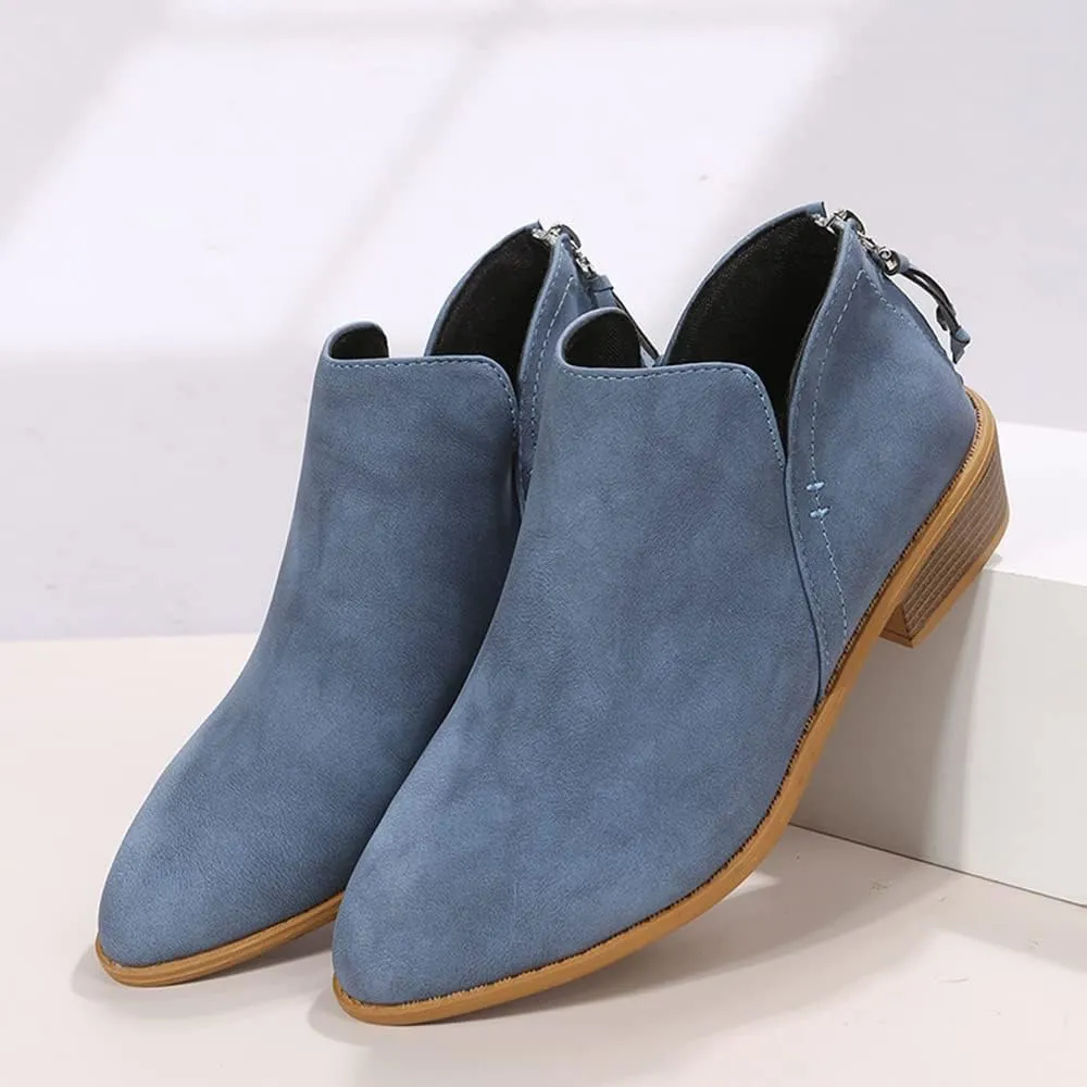 JITUUE Ankle Booties for Women,Women's Casual Dress Low Heeled Booties. V Cut Fashion Thick Heel Design Shoes
