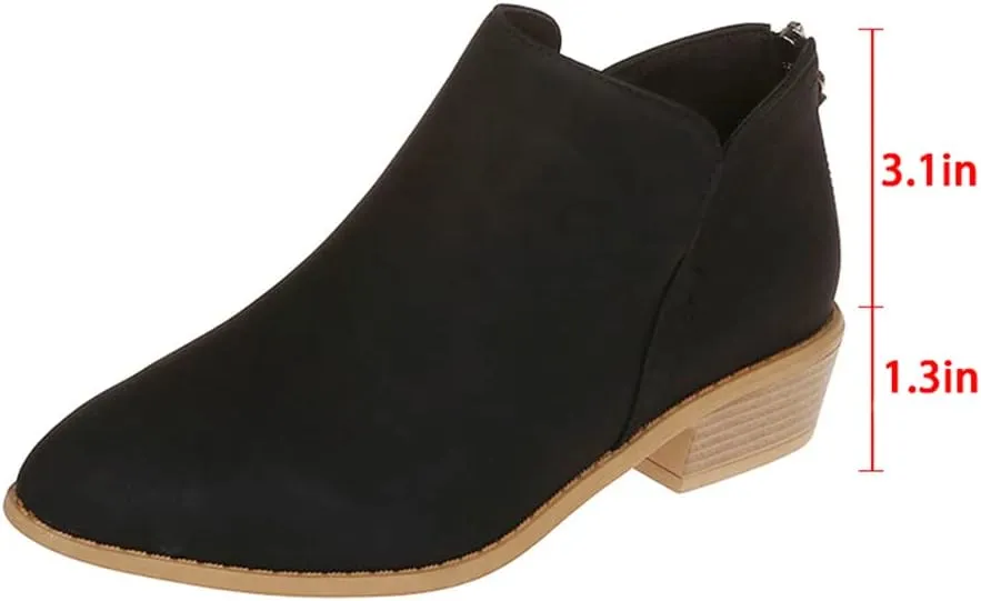 JITUUE Ankle Booties for Women,Women's Casual Dress Low Heeled Booties. V Cut Fashion Thick Heel Design Shoes