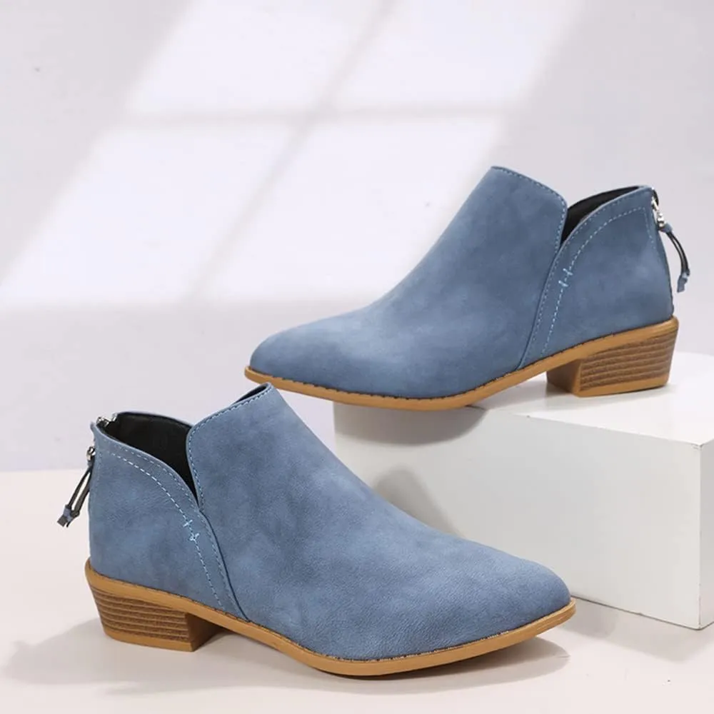 JITUUE Ankle Booties for Women,Women's Casual Dress Low Heeled Booties. V Cut Fashion Thick Heel Design Shoes