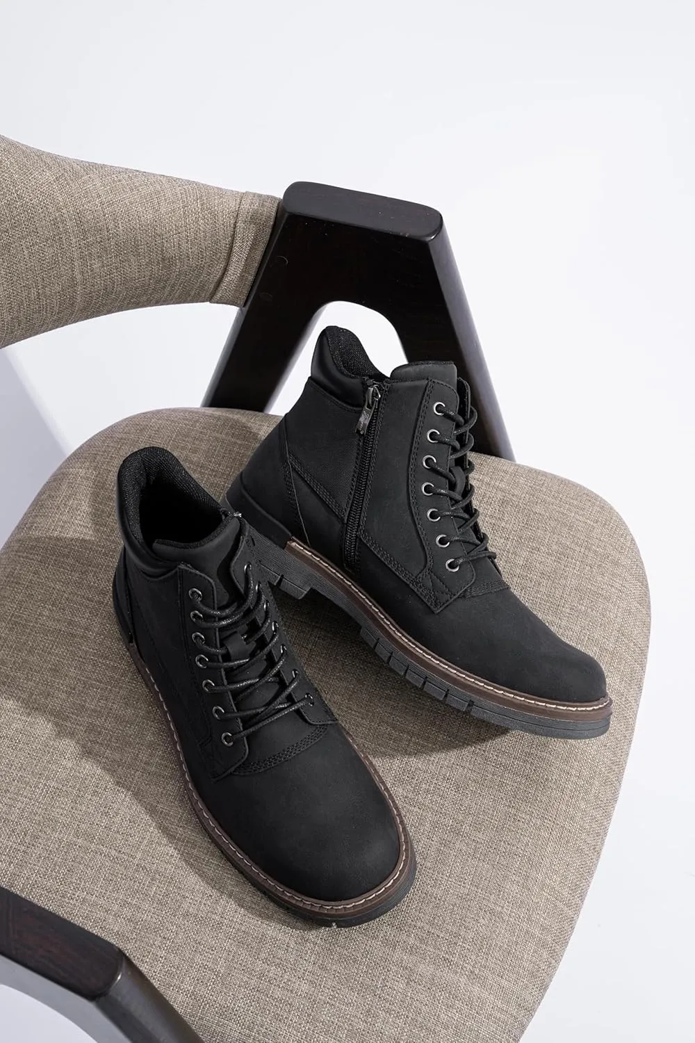 Jousen Mens Boots Fashion Casual Boot Hiking Zipper Chukka Boots for Men