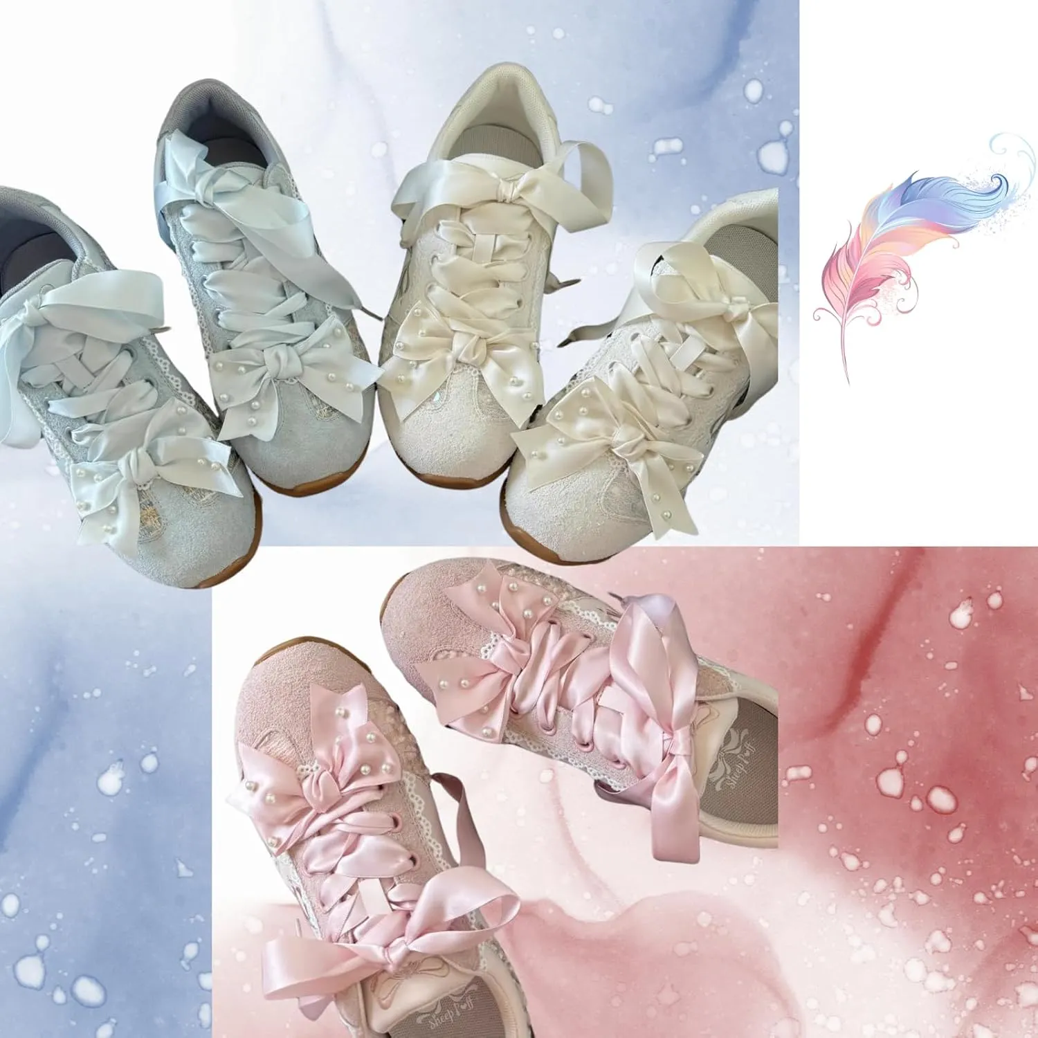 Kawaii Platform Shoes – Chunky Sneakers for Women, Aesthetic Ballet-Inspired Shoes with Bow & Pearls, Cute Fashion Backpack-Inspired Trainers