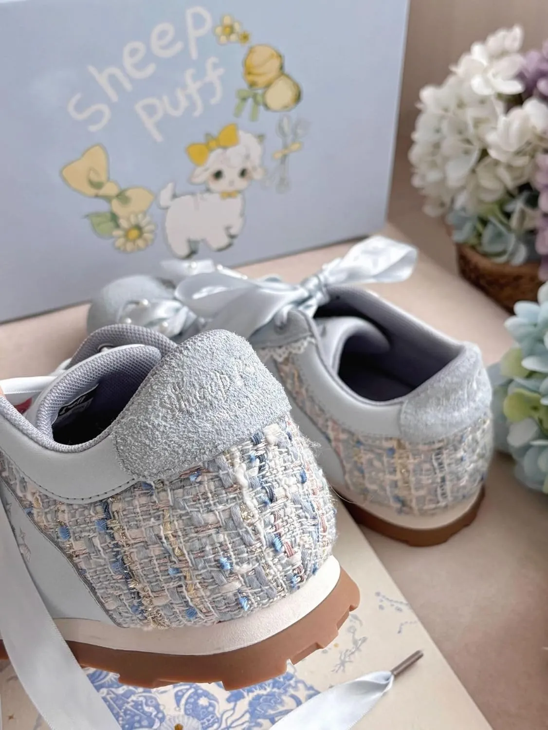 Kawaii Platform Shoes – Chunky Sneakers for Women, Aesthetic Ballet-Inspired Shoes with Bow & Pearls, Cute Fashion Backpack-Inspired Trainers