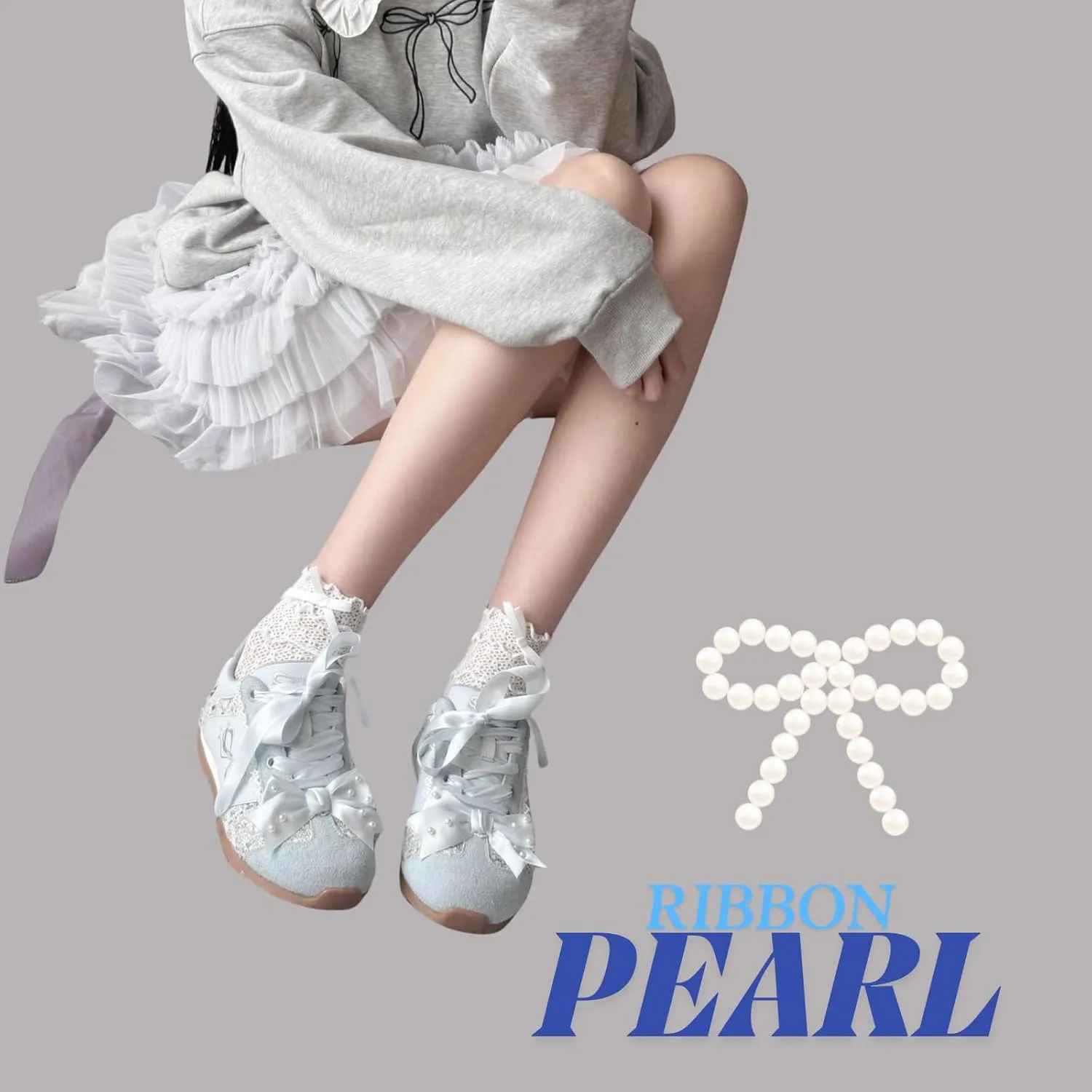 Kawaii Platform Shoes – Chunky Sneakers for Women, Aesthetic Ballet-Inspired Shoes with Bow & Pearls, Cute Fashion Backpack-Inspired Trainers