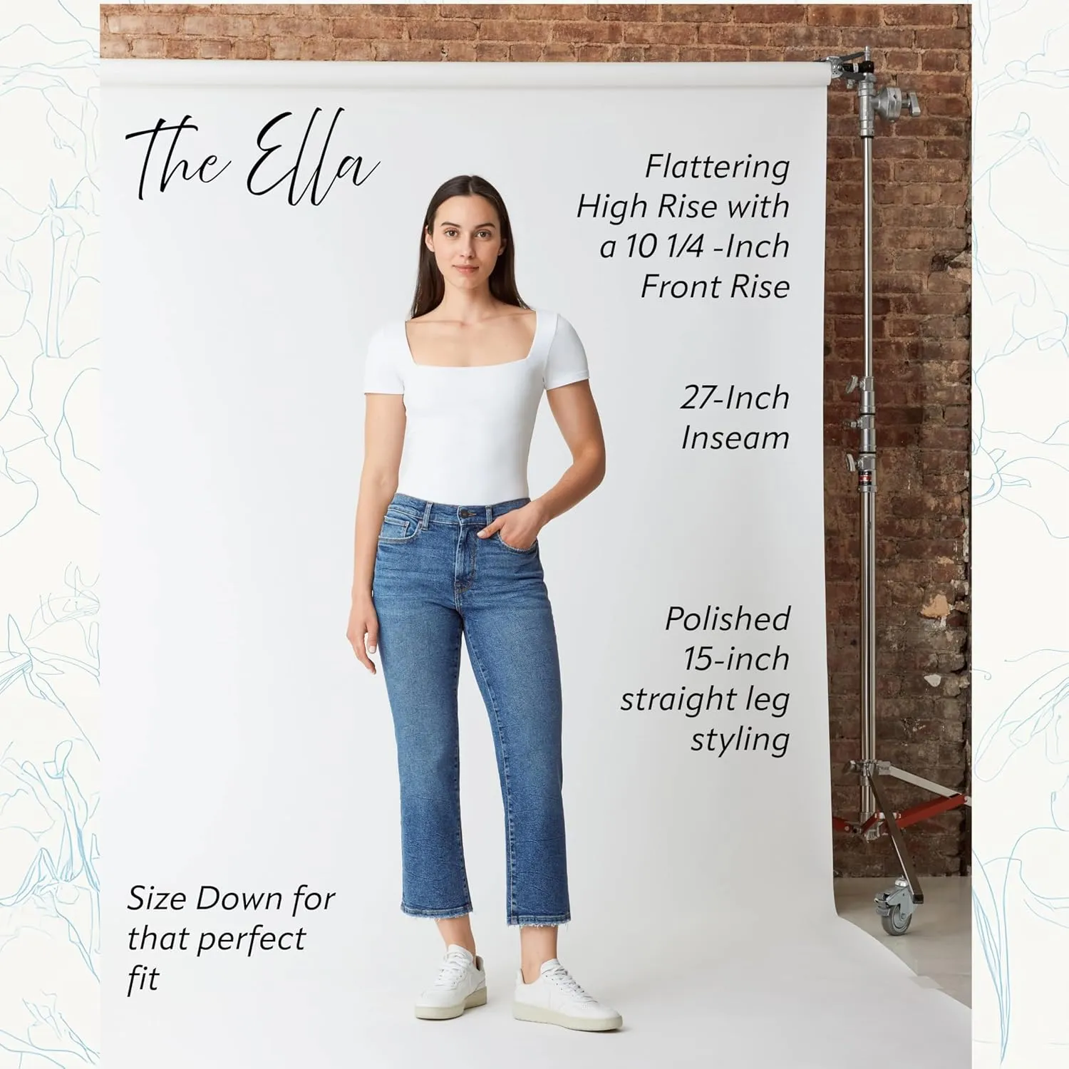kensie Jeans for Women The Ella High-Rise Straight Leg 27-Inch Inseam, Sizes 0-16