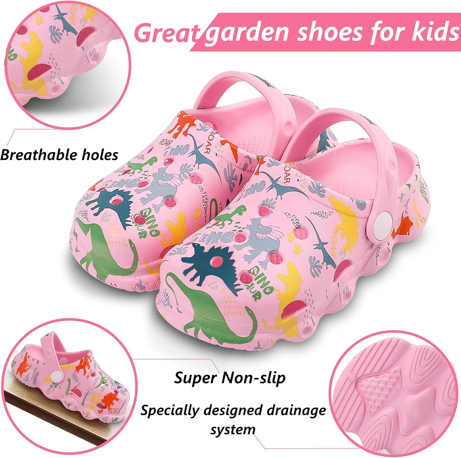 Kids Clogs Shoes Boys Girls Garden Slip On Shoes Toddler Clogs Children Slides Slippers Indoor Outdoor Beach Pool Shower Sandals