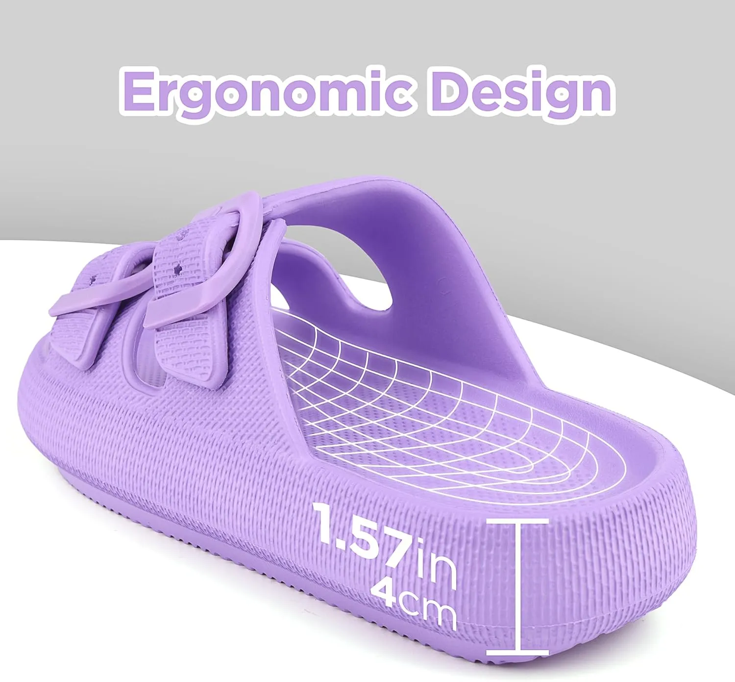 Kids Cloud Slides Girls Boys Double Buckle Slip On Sandals Youth Adjustable Flip Flops Summer Soft Pillow Slippers EVA Flat Beach Pool Shower Shoes
