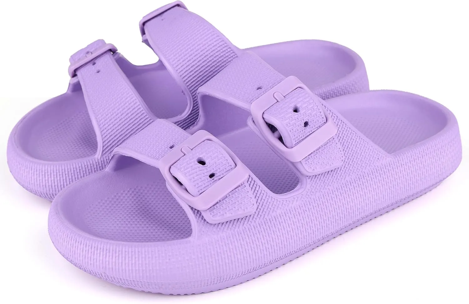 Kids Cloud Slides Girls Boys Double Buckle Slip On Sandals Youth Adjustable Flip Flops Summer Soft Pillow Slippers EVA Flat Beach Pool Shower Shoes