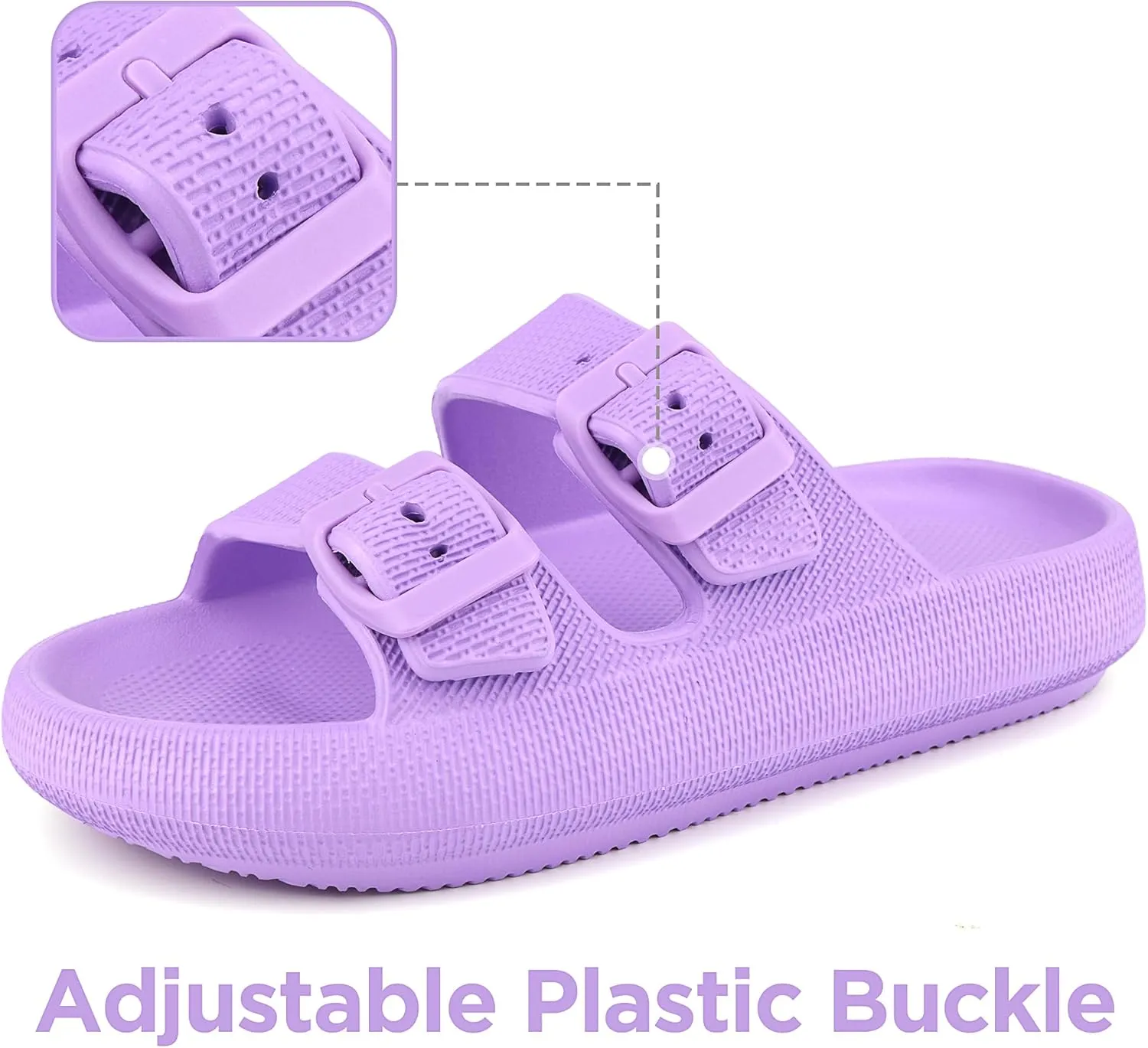 Kids Cloud Slides Girls Boys Double Buckle Slip On Sandals Youth Adjustable Flip Flops Summer Soft Pillow Slippers EVA Flat Beach Pool Shower Shoes
