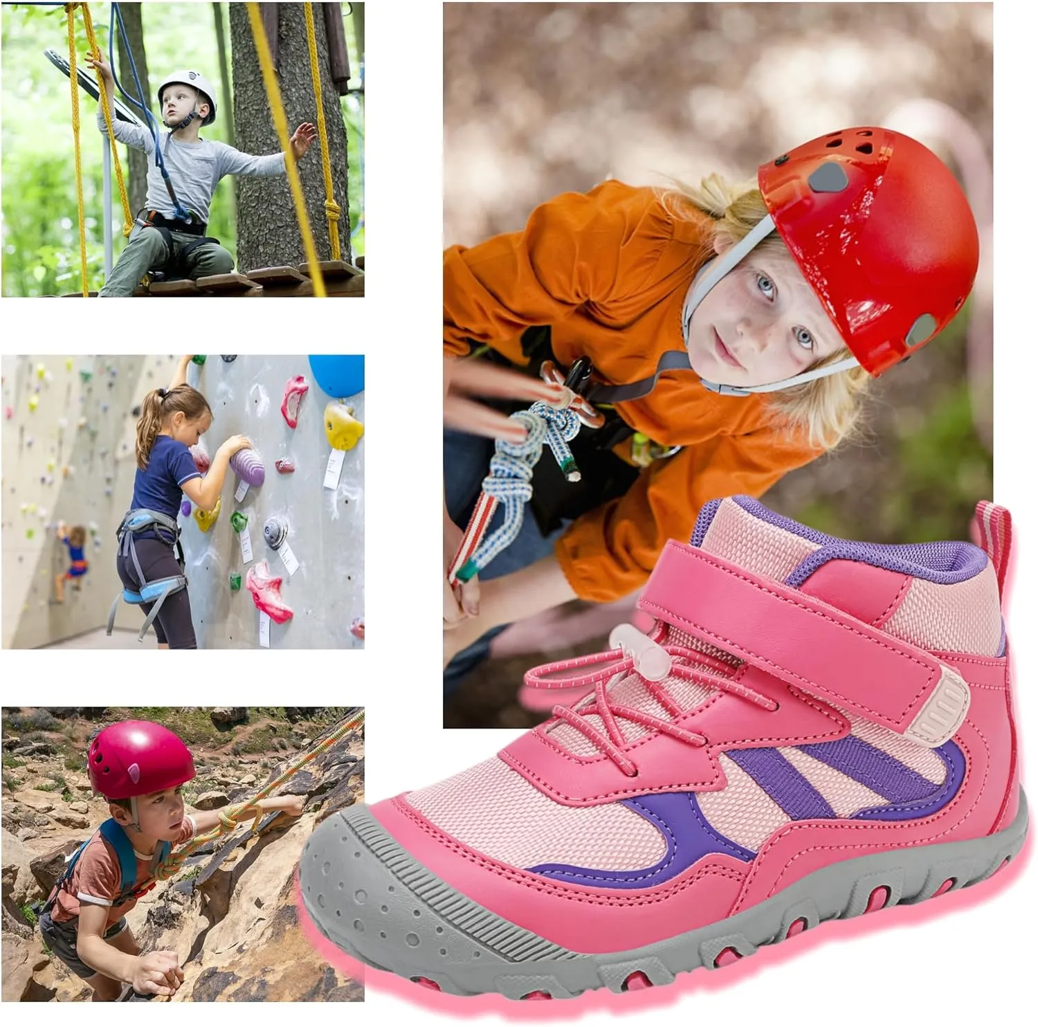 Kids Hiking Boots Boys Girls Outdoor Ankle Boots Anti Collision Hiking Shoes for Toddler/Little Kid/Big Kid