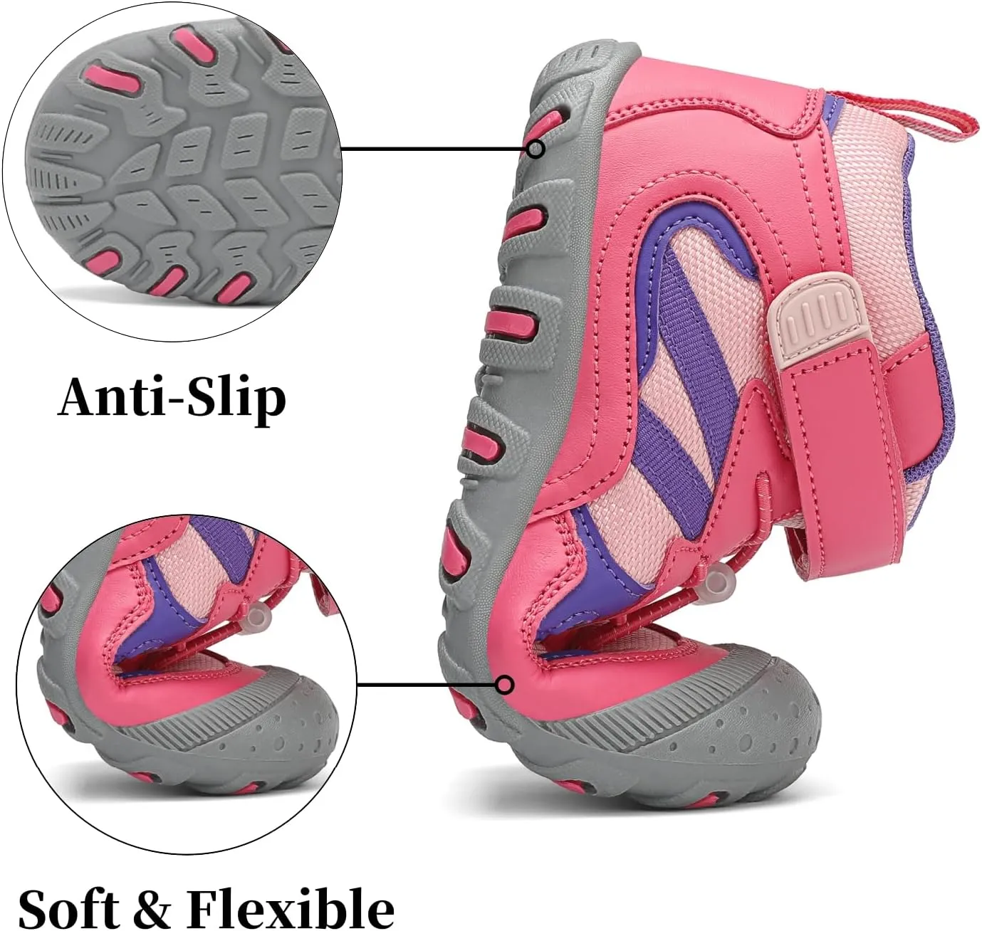 Kids Hiking Boots Boys Girls Outdoor Ankle Boots Anti Collision Hiking Shoes for Toddler/Little Kid/Big Kid