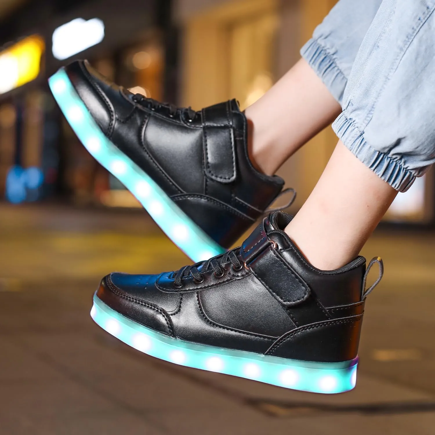 Kids Light Up Shoes LED Sneakers High Top USB Charging Flashing Trainers for Child Girls Boys