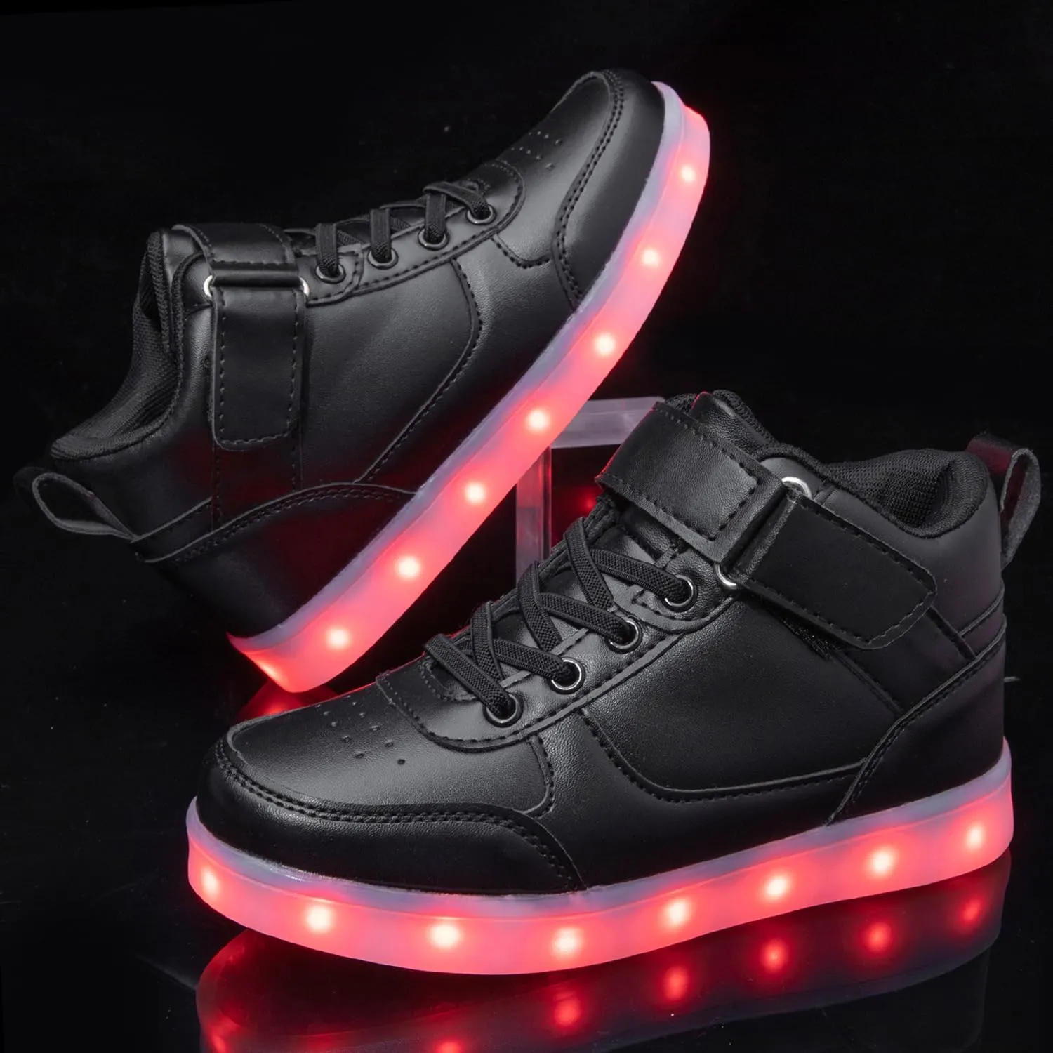 Kids Light Up Shoes LED Sneakers High Top USB Charging Flashing Trainers for Child Girls Boys