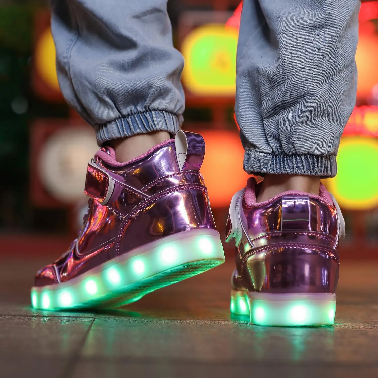 Kids Light Up Shoes LED Sneakers High Top USB Charging Flashing Trainers for Child Girls Boys