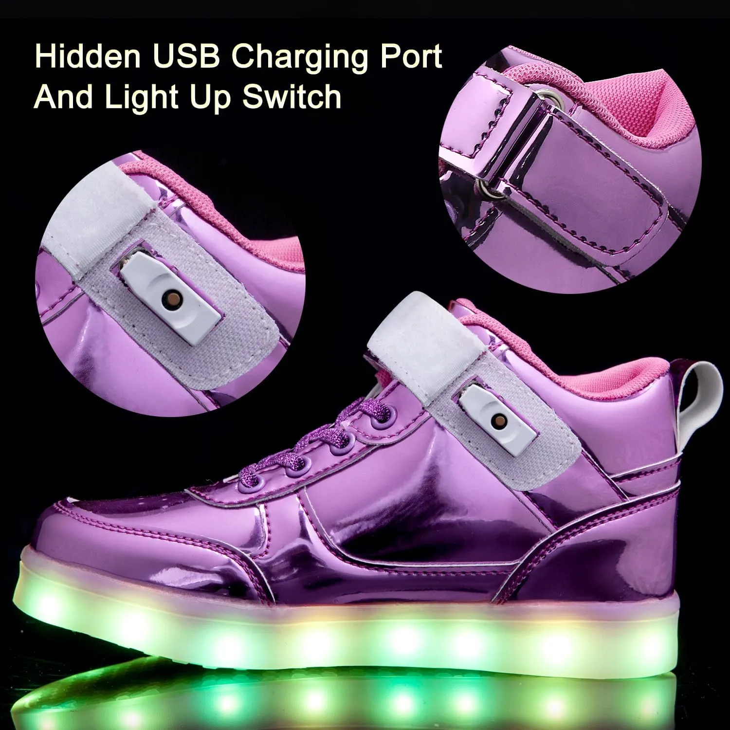 Kids Light Up Shoes LED Sneakers High Top USB Charging Flashing Trainers for Child Girls Boys