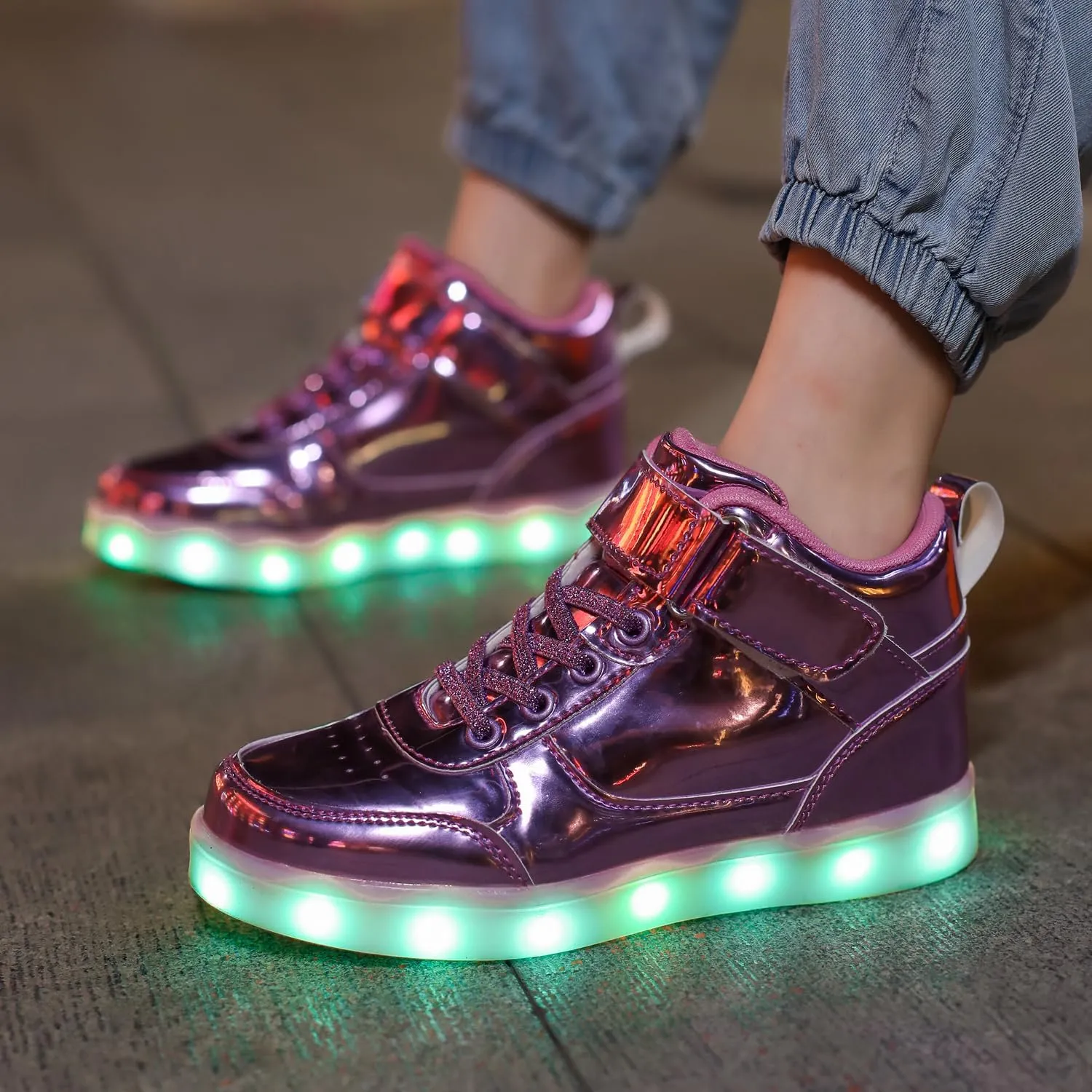Kids Light Up Shoes LED Sneakers High Top USB Charging Flashing Trainers for Child Girls Boys