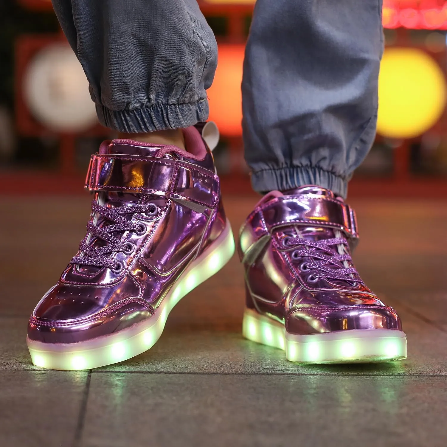 Kids Light Up Shoes LED Sneakers High Top USB Charging Flashing Trainers for Child Girls Boys