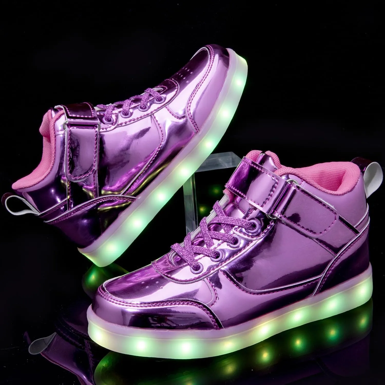 Kids Light Up Shoes LED Sneakers High Top USB Charging Flashing Trainers for Child Girls Boys