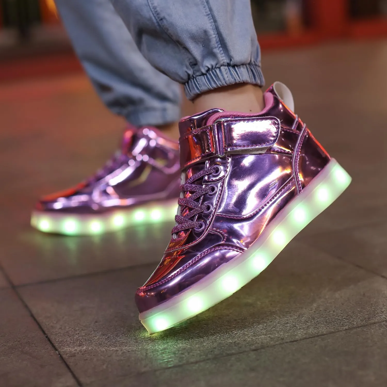 Kids Light Up Shoes LED Sneakers High Top USB Charging Flashing Trainers for Child Girls Boys