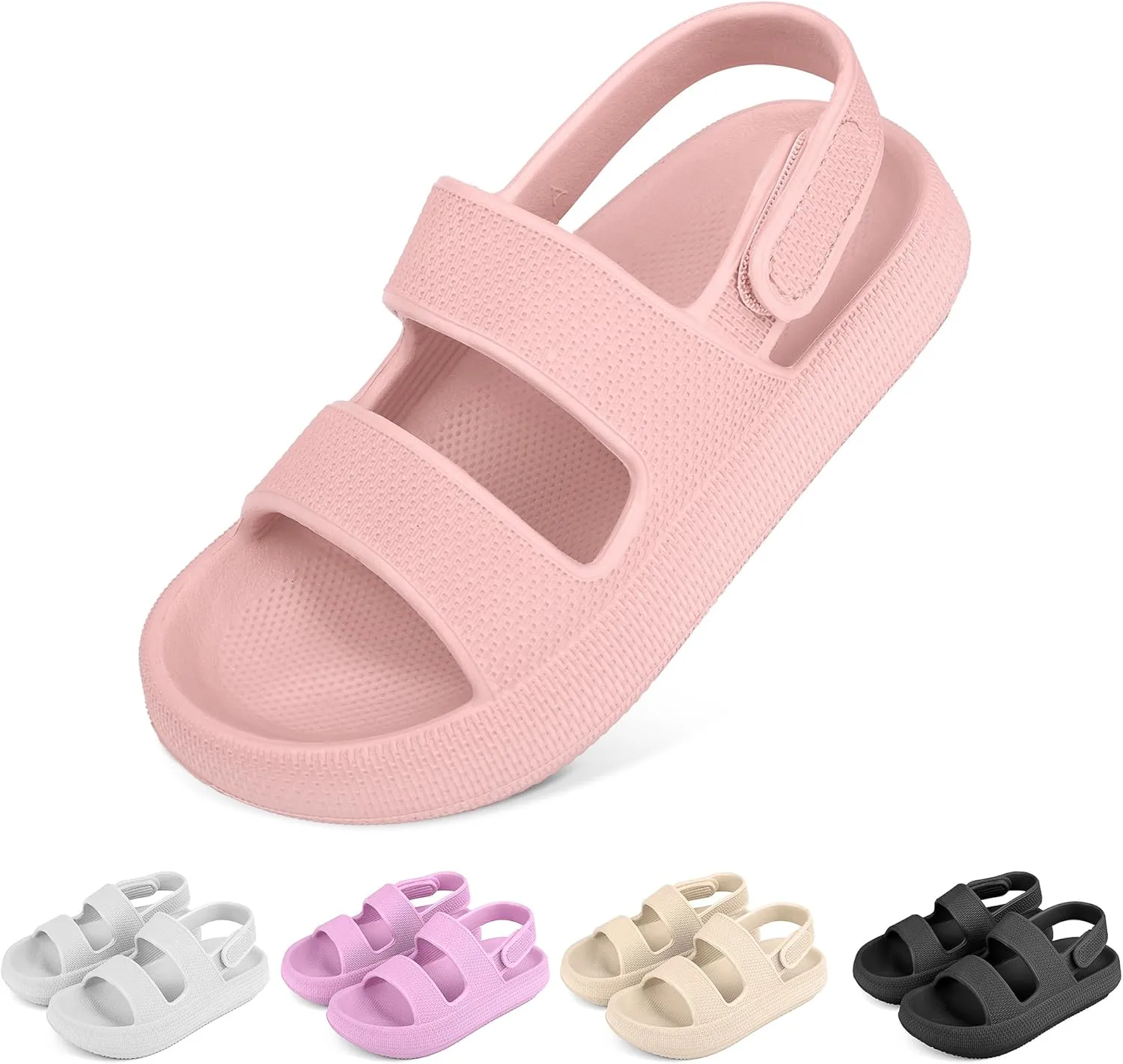 Kids Sandals Boys Girls Cloud Slide Sandals Open Toe Sports Sandals EVA Thick Sole Water Sandals with Hook and Loop Back Strap