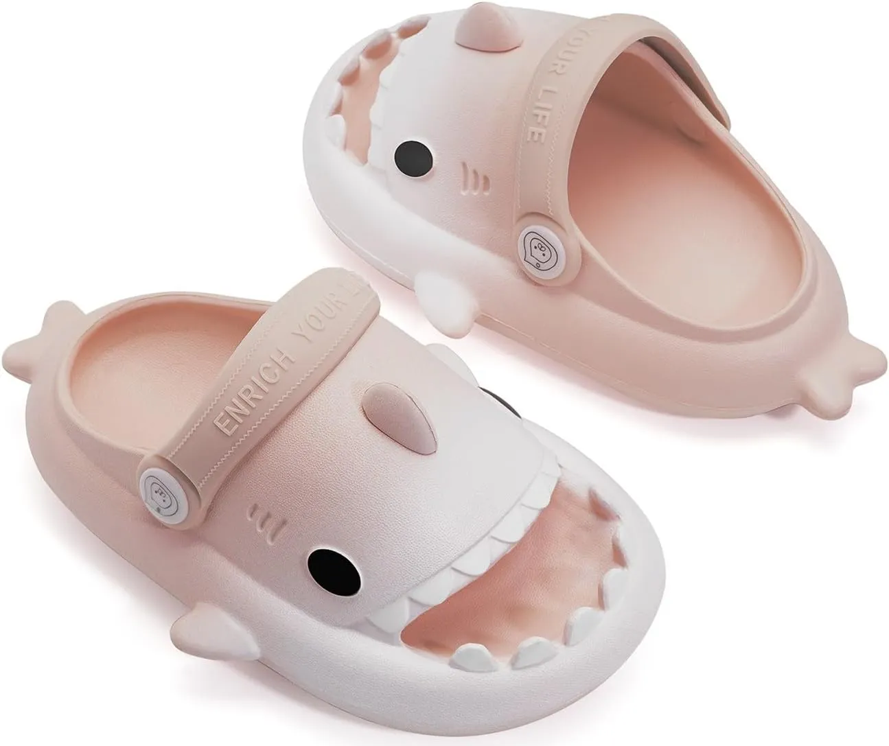 Kids Shark Slides Boys Girls Toddlers Cloud Shower Slippers Cute Cartoon Open Toe Sandals Cushioned Thick Sole Beach Pool Shoes
