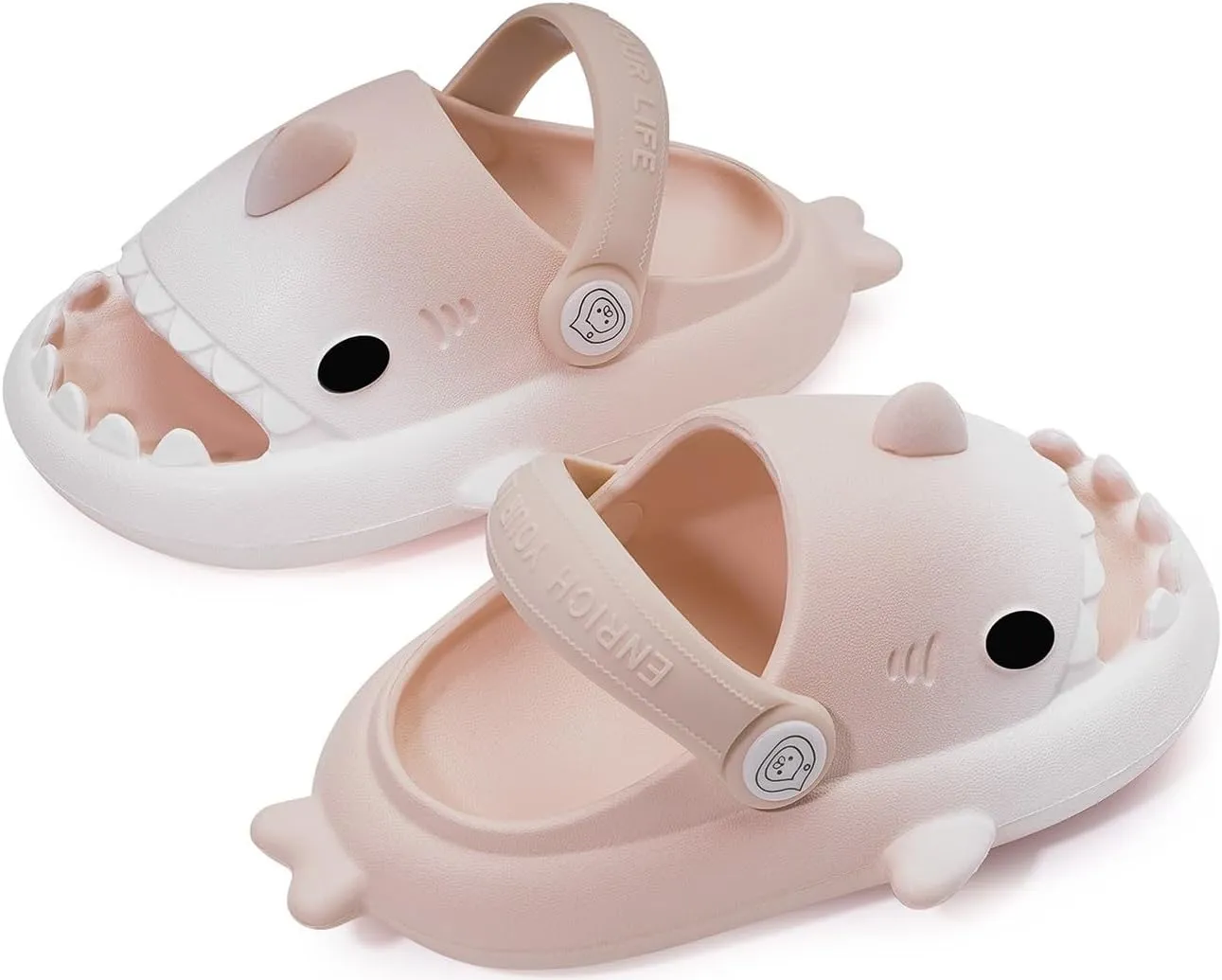 Kids Shark Slides Boys Girls Toddlers Cloud Shower Slippers Cute Cartoon Open Toe Sandals Cushioned Thick Sole Beach Pool Shoes