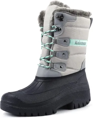 Knixmax Women's Winter Snow Boots Waterproof Mid Calf Booties Fur Lined Warm Outdoor Insulated Mucker Yard Skiing Hiking Boots