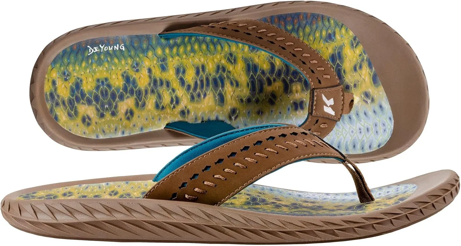 Korkers Fish Flip Sandals Bass w/Fixed Kling-On Deck Soles
